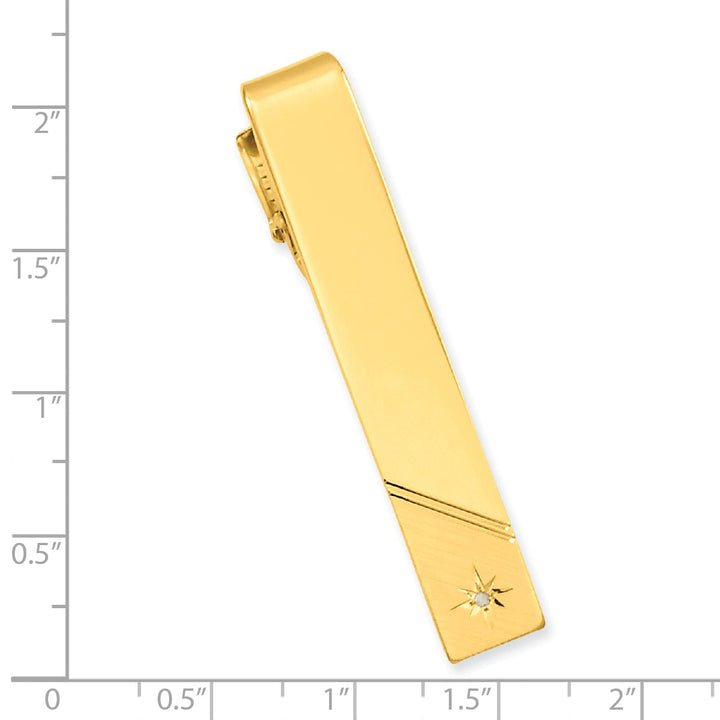 Gold Plated Diamond Polished Florentined Tie Bar