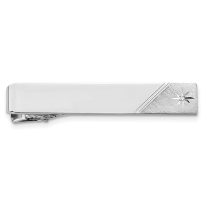 Rhodium Plated Diamond Florentined Tie Bar at $ 71.06 only from Jewelryshopping.com