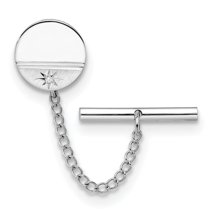 Rhodium Plated Diamond Florentined Tie Tac