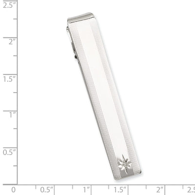 Rhodium Plated Diamond Tie Bar at $ 71.06 only from Jewelryshopping.com