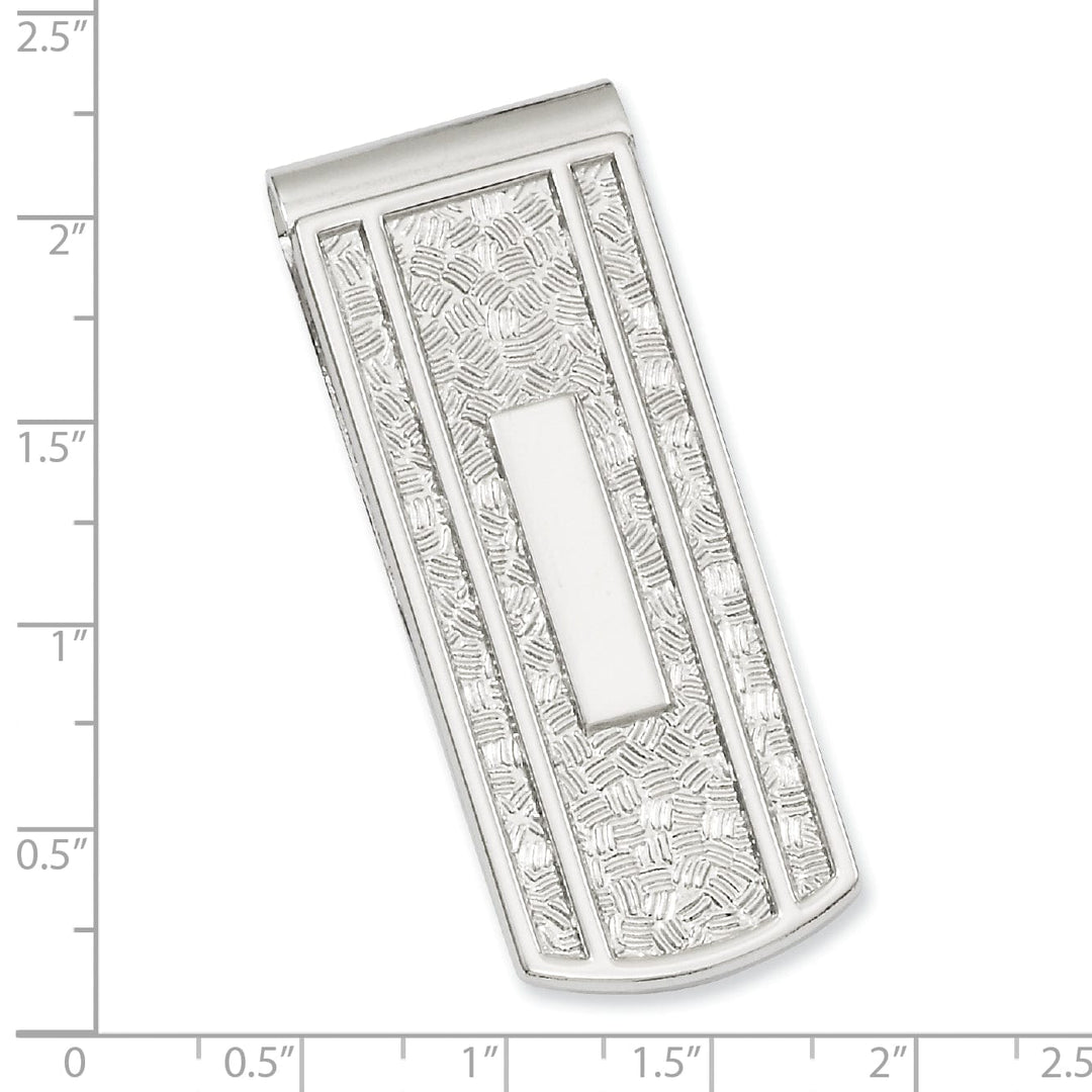 Rhodium Plated with Engravable Area Money Clip