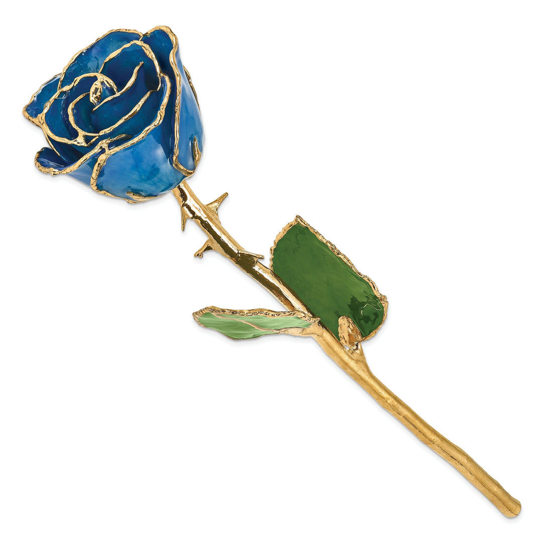 24k Gold Plated Trim Blue Rose