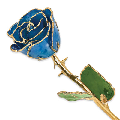 24k Gold Plated Trim Blue Rose