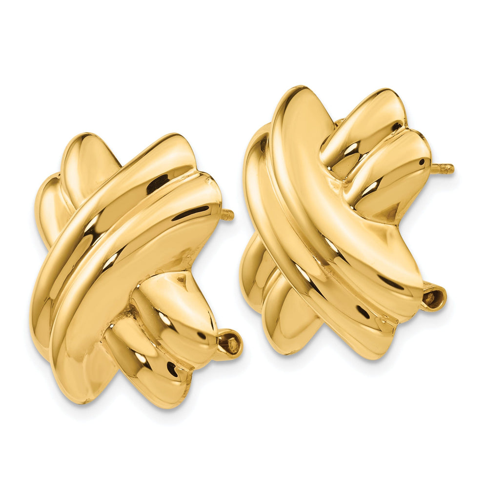 14k Yellow Gold Polished X Omega Back Post Earring