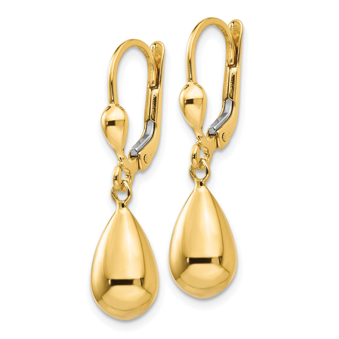 14k Yellow Gold Fancy Dangle Leverback Earrings