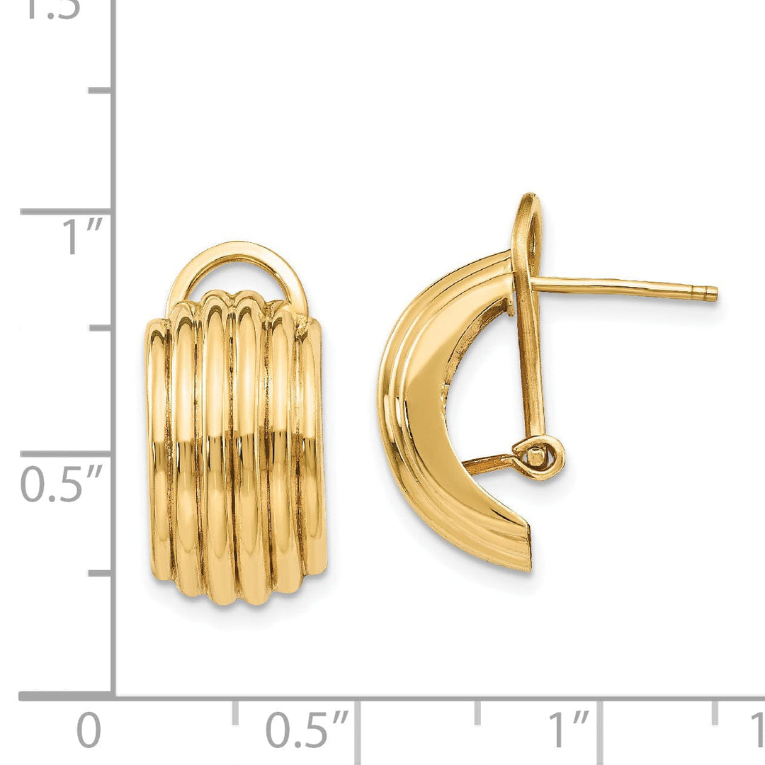 14k Yellow Gold Polished Fancy Omega Back Post Ear