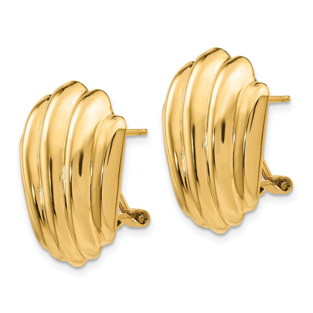 14k Yellow Gold Polished Fancy Omega Back Post Earrings