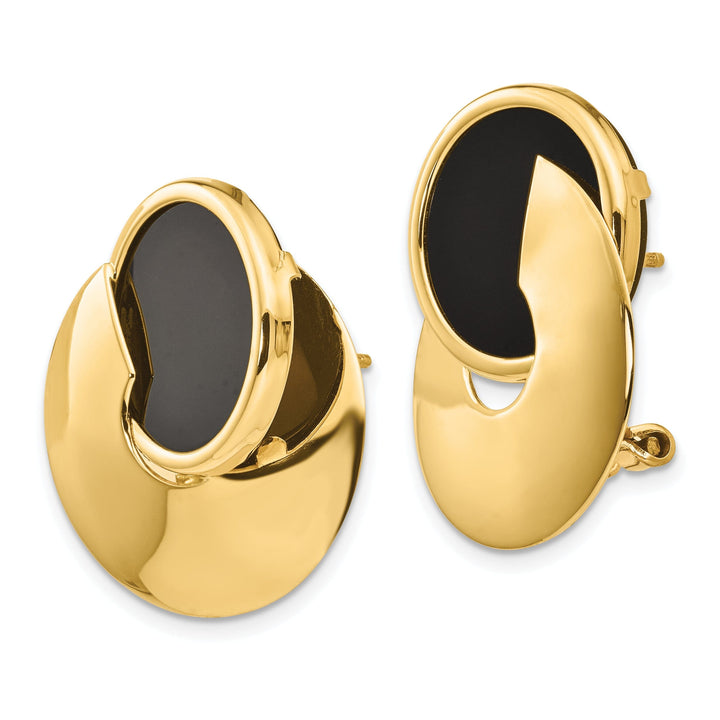14k Yellow Gold Onyx Fancy Earrings