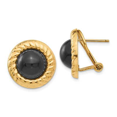 14k Yellow Gold Polished Fancy Onyx Earrings at $ 565.37 only from Jewelryshopping.com