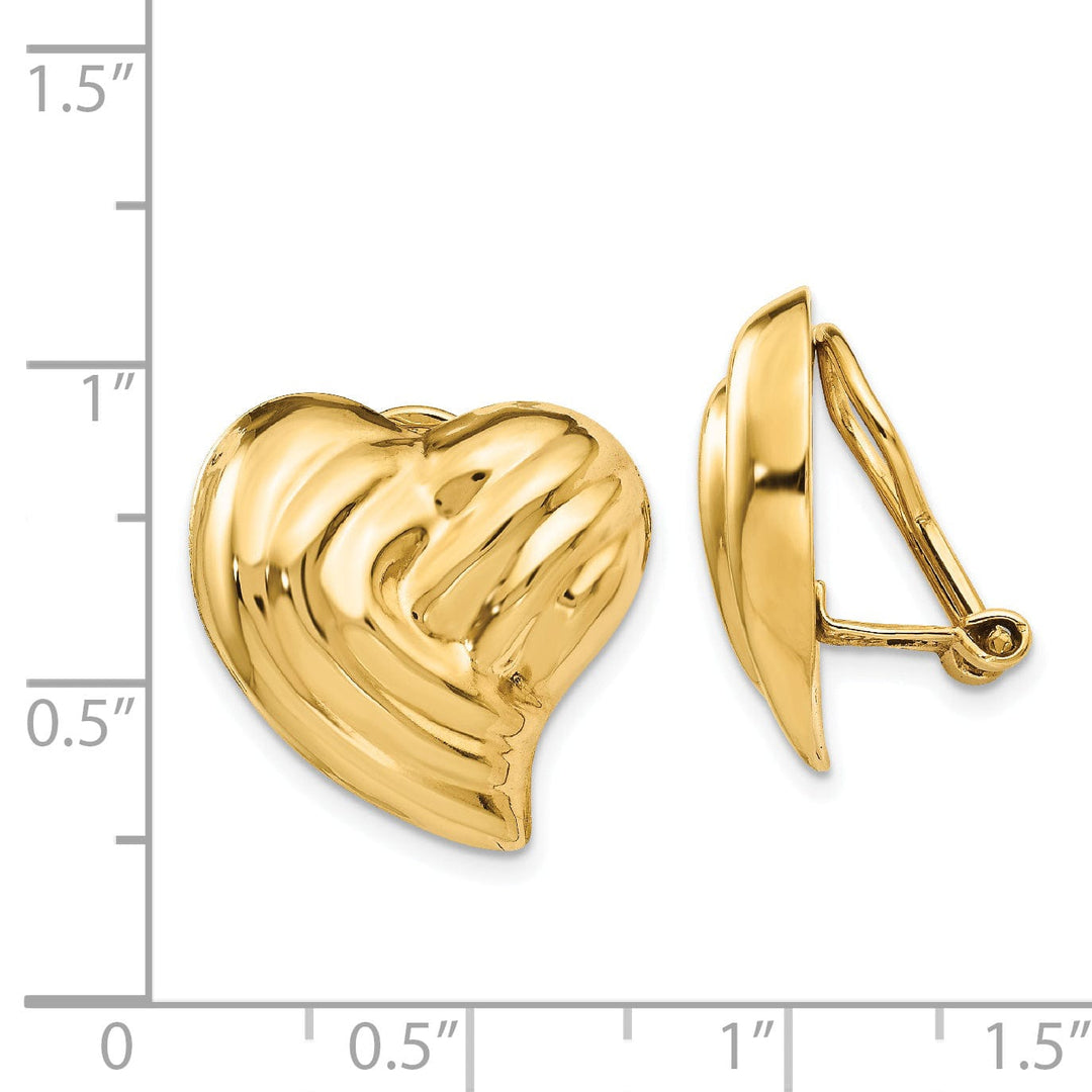 14k Yellow Gold Non-pierced Heart Earrings