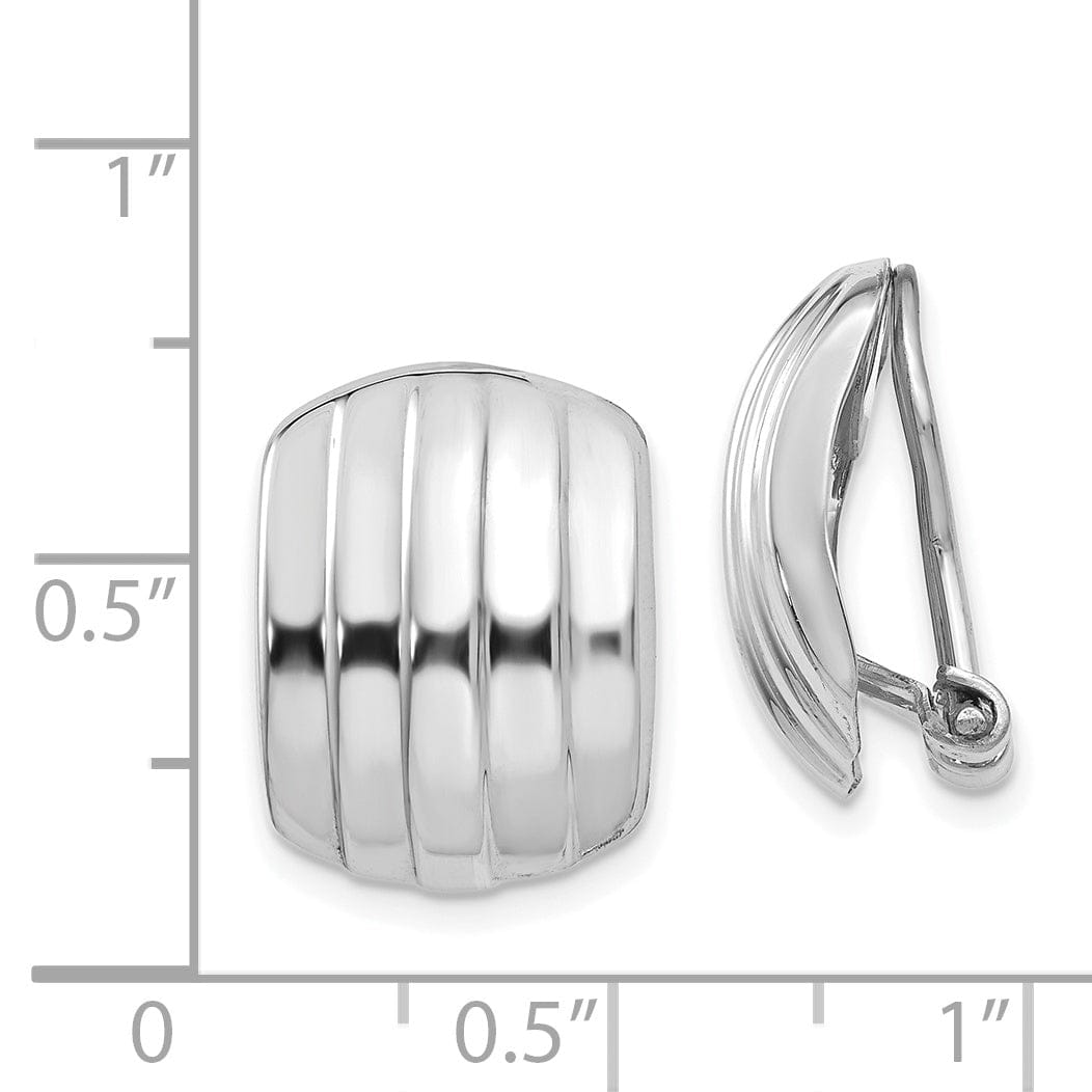 14k White Gold Polished Ribbed Non-pierced Omega