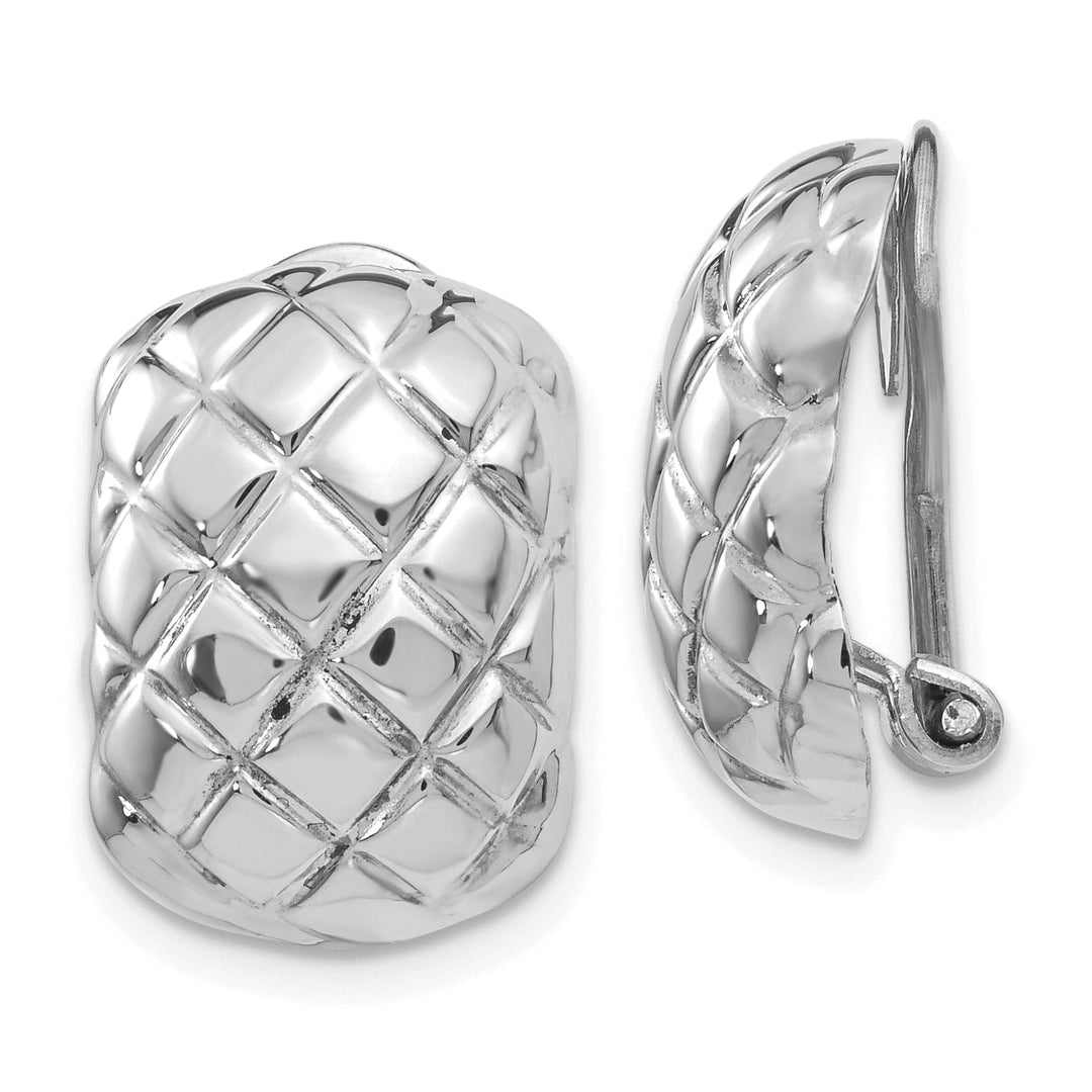 14k White Gold Polished Quilted Non-pierced Omega