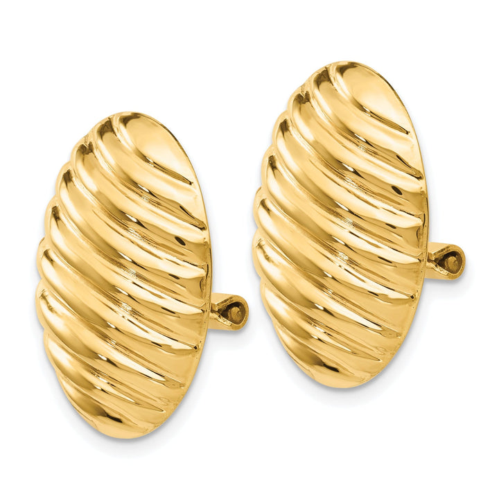 14k Yellow Gold Button Non-pierced Omega Earrings