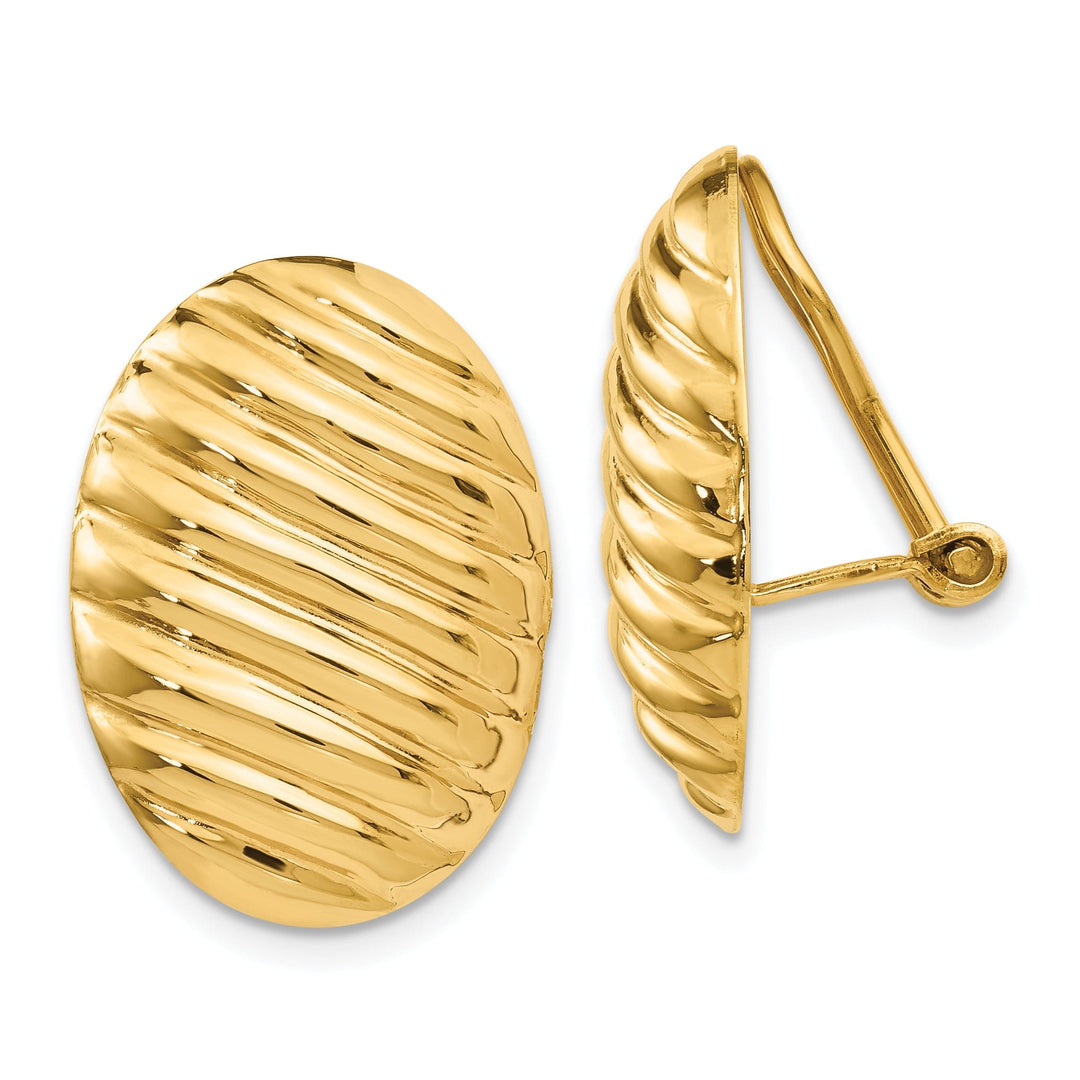 14k Yellow Gold Button Non-pierced Omega Earrings