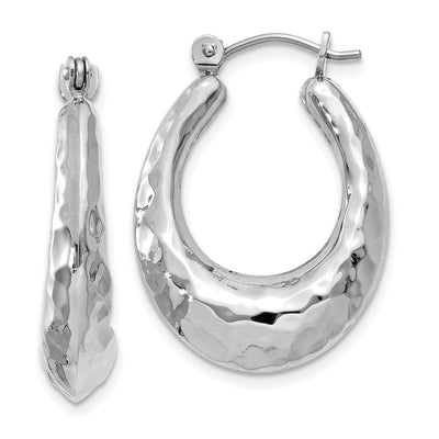 14k White Gold Polished Hammered Hoop Earrings at $ 268.01 only from Jewelryshopping.com