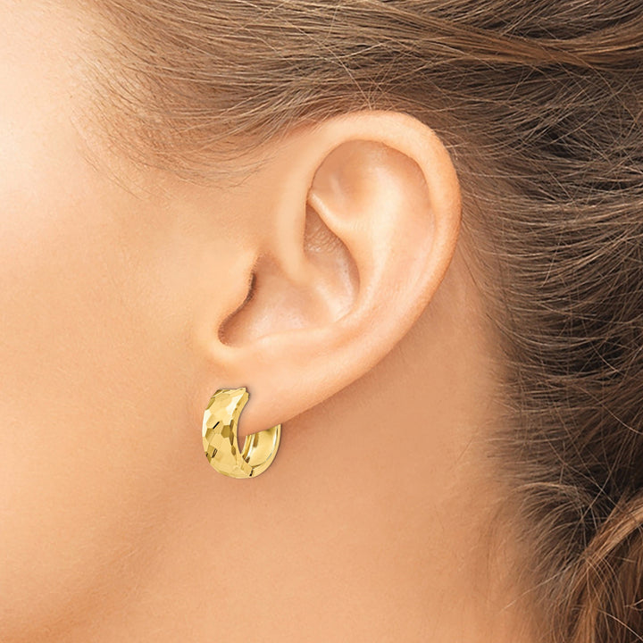 14k Yellow Gold Polished Hinged Hoop Earrings