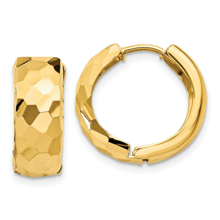 14k Yellow Gold Polished Hinged Hoop Earrings