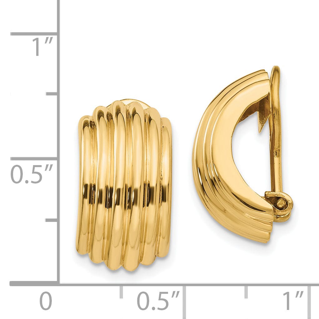 14k Yellow Gold Omega Clip Non-Pierced Earrings