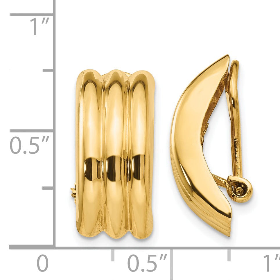 14k Yellow Gold Omega Clip Non-Pierced Earrings