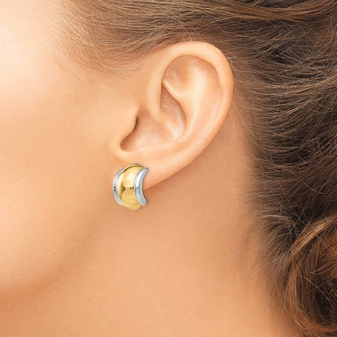 14k Two-tone Gold Omega Clip Non-Pierced Earrings