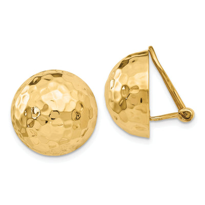 14k Yellow Gold Omega Clip 16MM Hammered Earrings at $ 443.73 only from Jewelryshopping.com