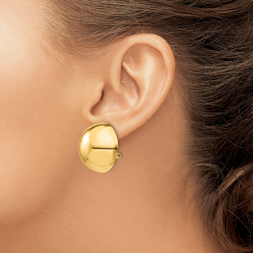 14k Yellow Gold Omega Clip 24MM Half Ball Earring