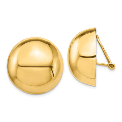 14k Yellow Gold Omega Clip 24MM Half Ball Earring at $ 1047.25 only from Jewelryshopping.com