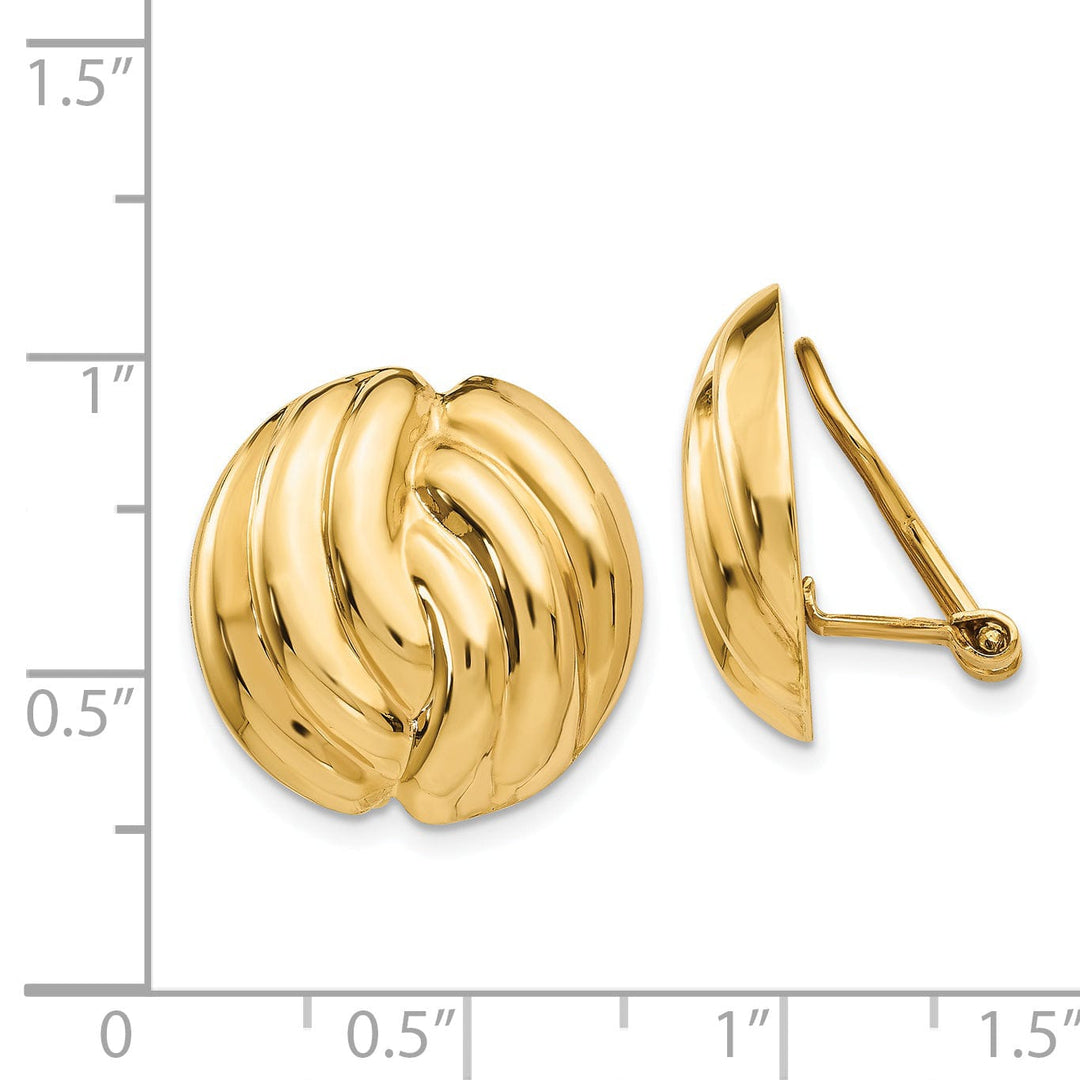 14k Yellow Gold Omega Clip Non-pierced Earrings