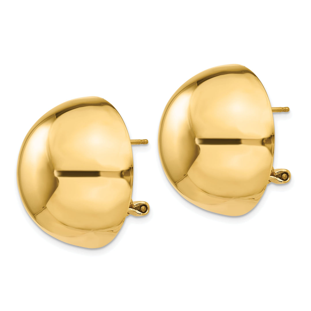 14k Yellow Gold Polished Omega Clip Half Ball Earrings