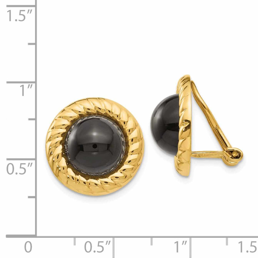 14k Gold Omega Clip Non-Pierced Onyx Earrings