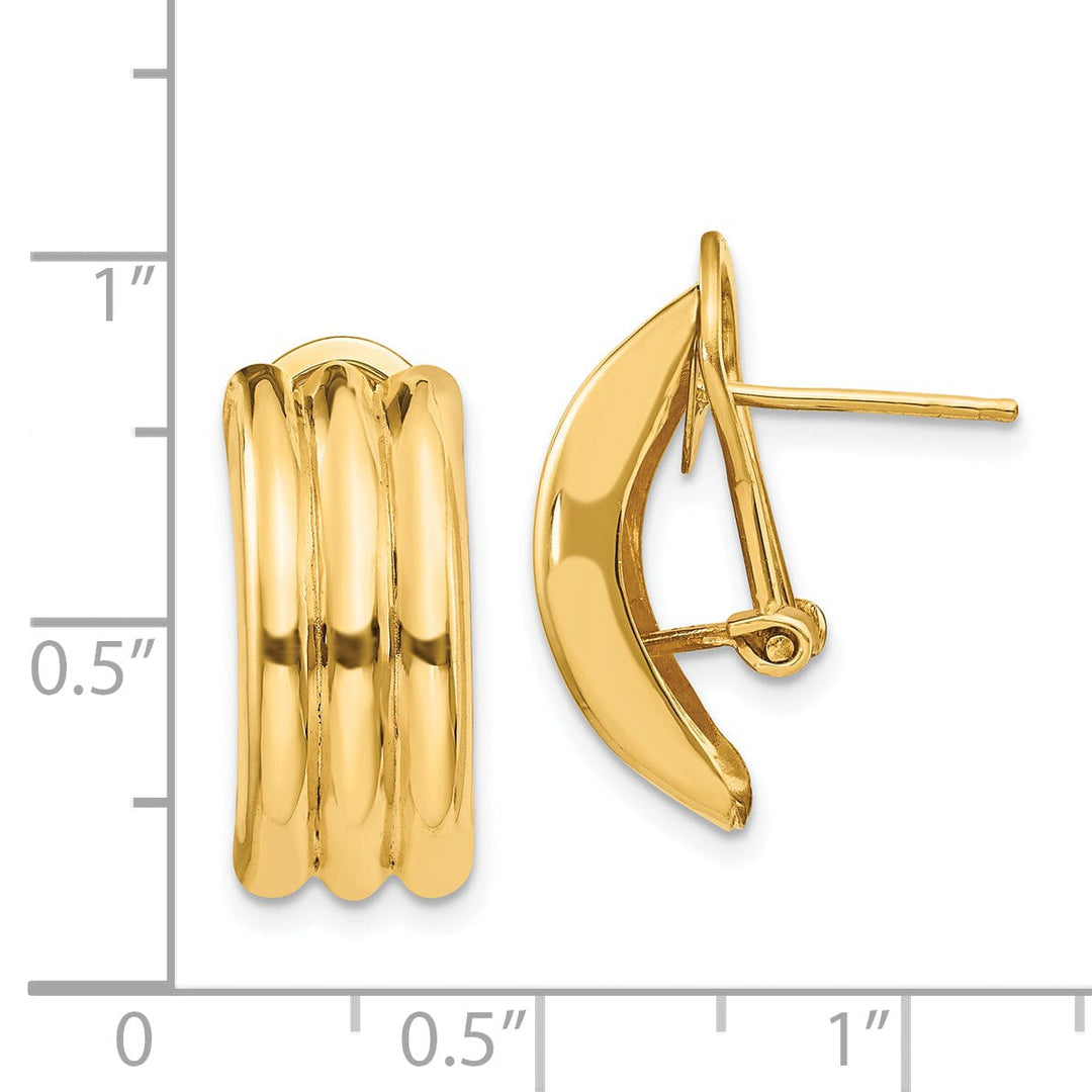 14k Yellow Gold Omega Post Earrings