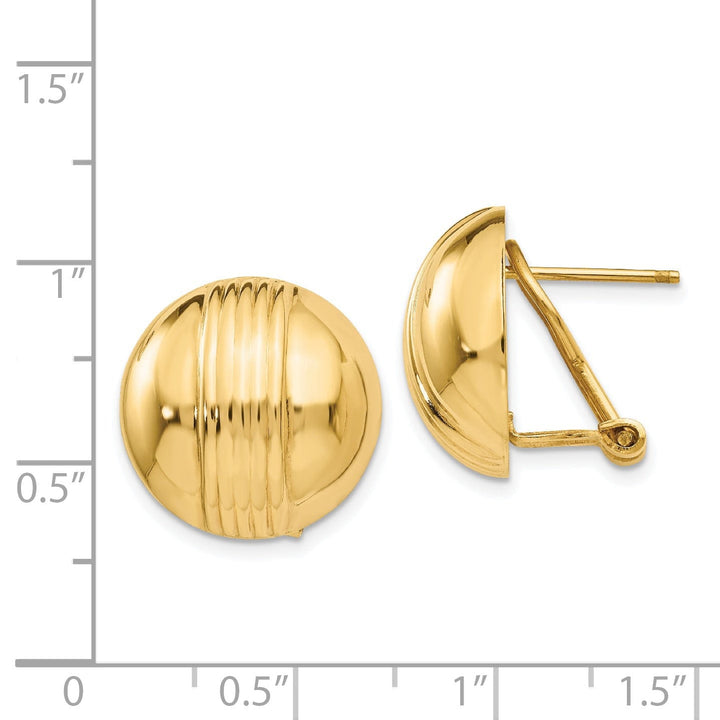 14k Yellow Gold Omega Post Earrings