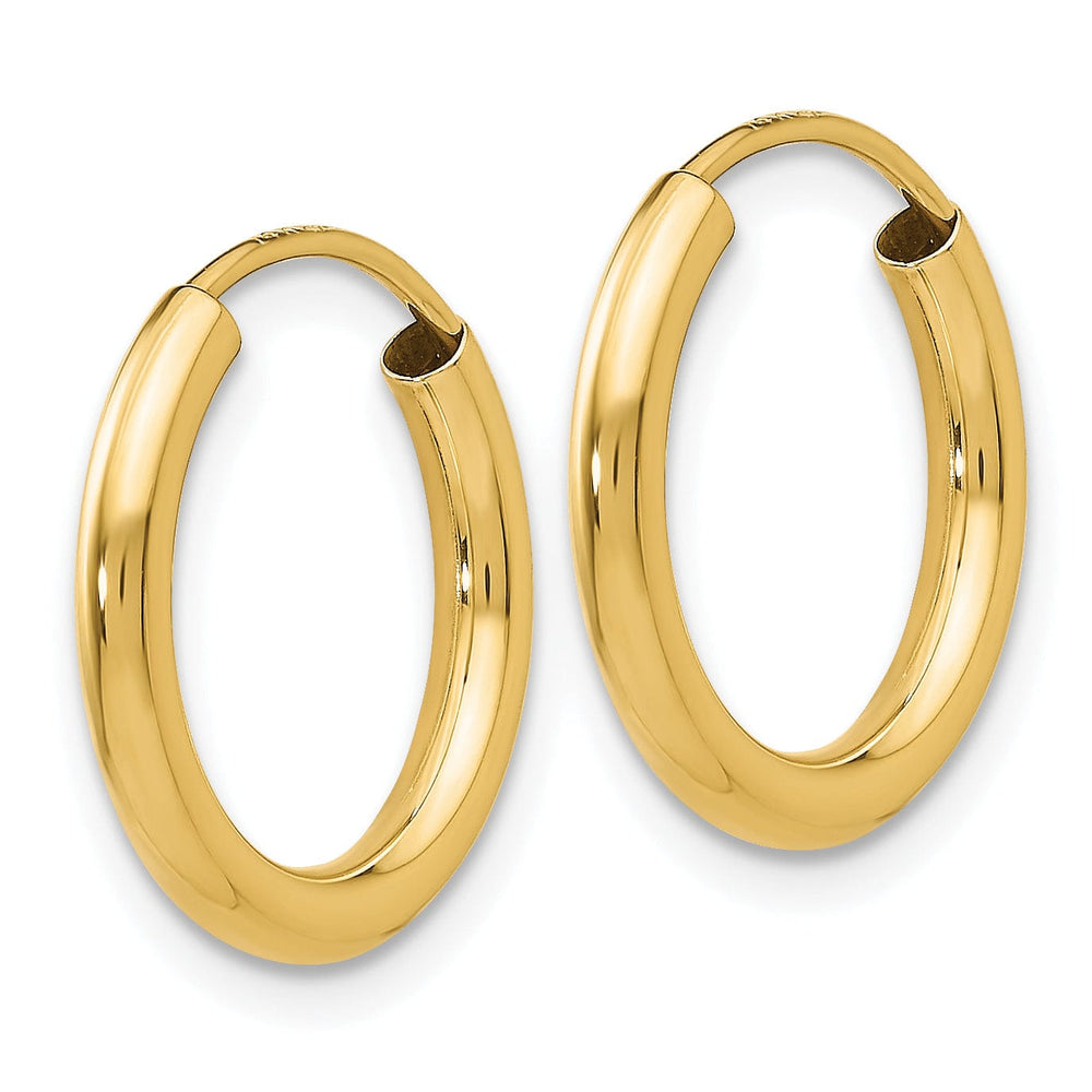 14k Yellow Gold Polished Endless Hoops 2mm x 16mm