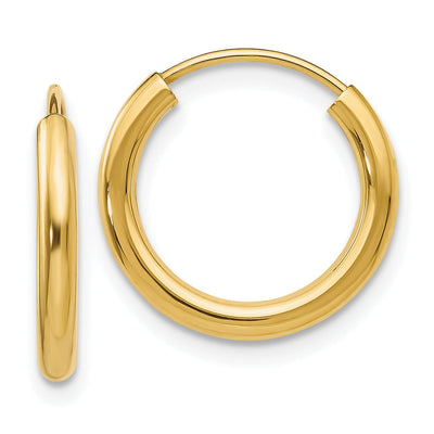 14k Yellow Gold 2MM Polished Round Endless Hoops at $ 63.12 only from Jewelryshopping.com