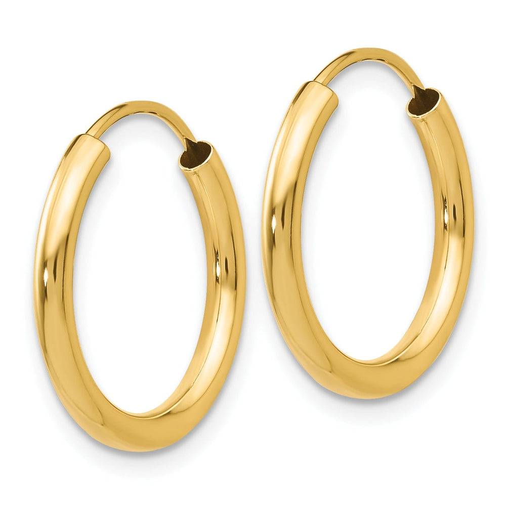 14k Yellow Gold Polished Endless Hoops 2mm x 17.5mm