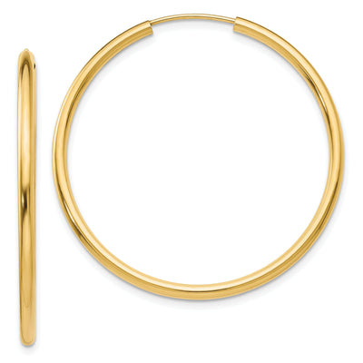 14k Yellow Gold 2MM Polished Round Endless Hoops at $ 192.25 only from Jewelryshopping.com