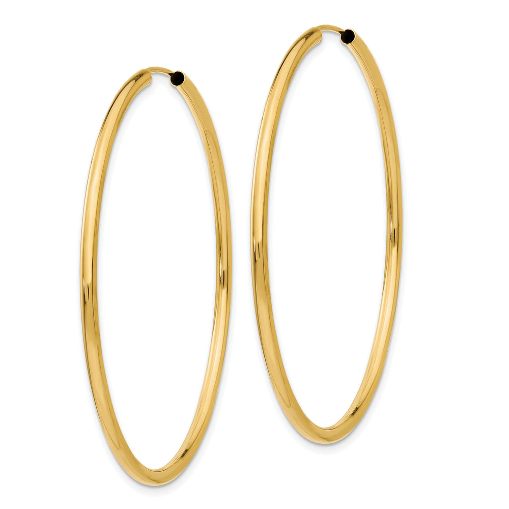 14k Yellow Gold Polished Endless Hoops 2mm x 50mm