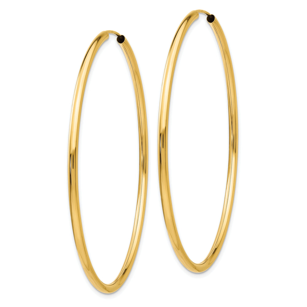 14k Yellow Gold Polished Endless Hoops 2mm x 54mm