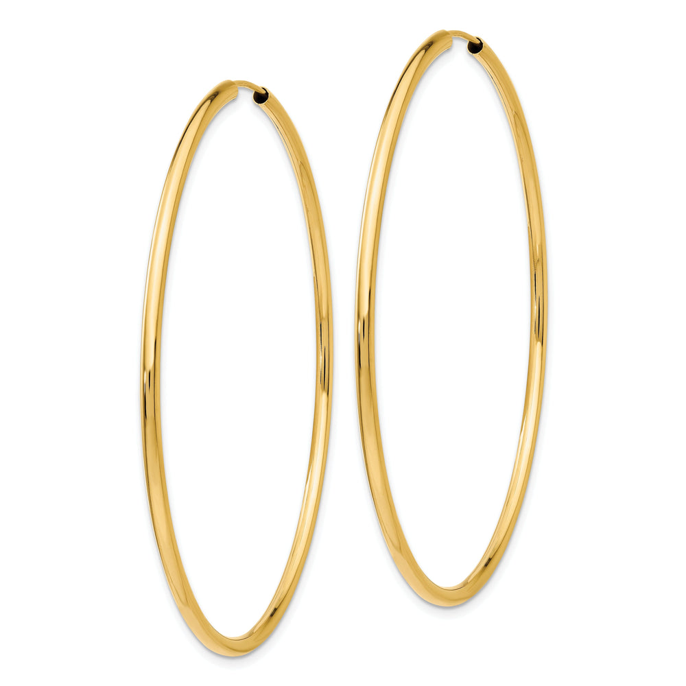 14k Yellow Gold Polished Endless Hoops 2mm x 60mm