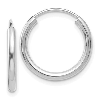 14k White Gold 2MM Polished Endless Hoop Earrings at $ 70.52 only from Jewelryshopping.com