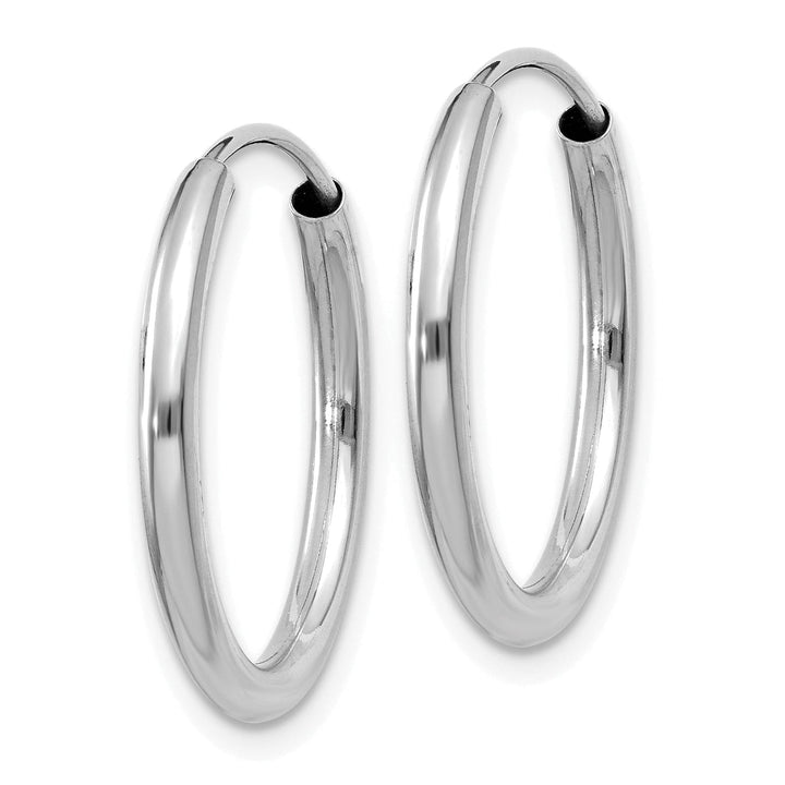 14k White Gold Polished Endless Hoop Earrings 2mm x 21mm