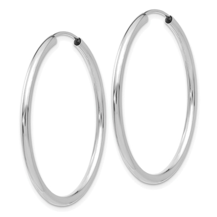 14k White Gold Polished Endless Hoop Earrings 2mm x 35mm