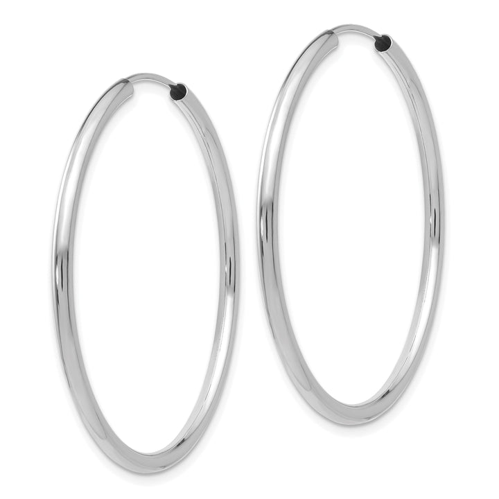 14k White Gold Polished Endless Hoop Earrings 2mm x 40mm