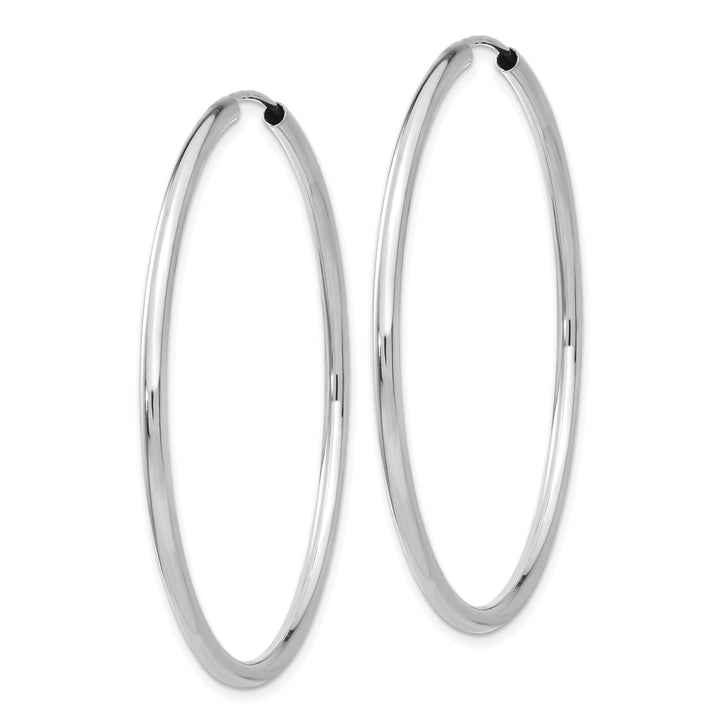 14k White Gold Polished Endless Hoop Earrings 2mm x 45mm