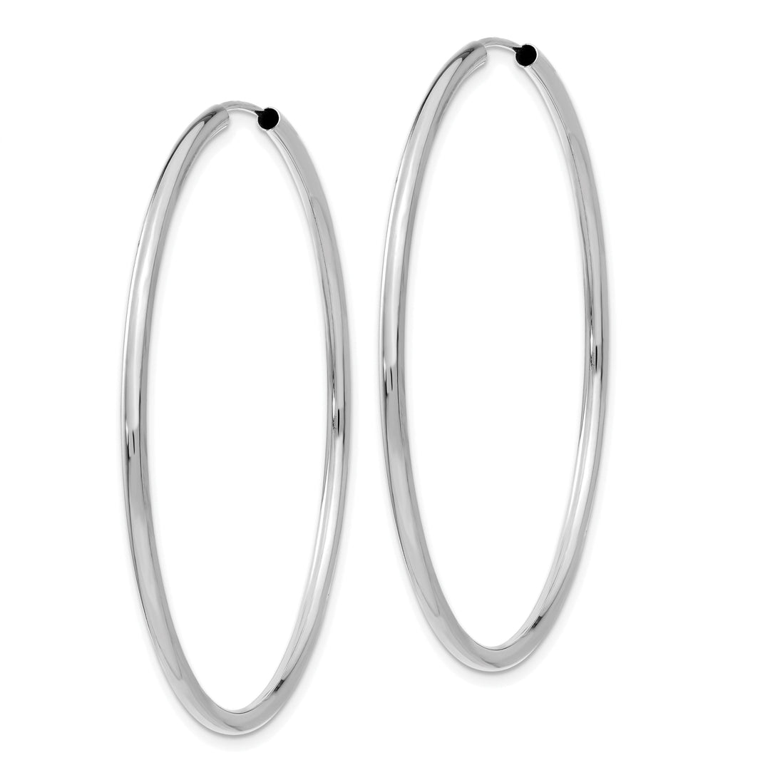 14k White Gold Polished Endless Hoop Earrings 2mm x 50mm