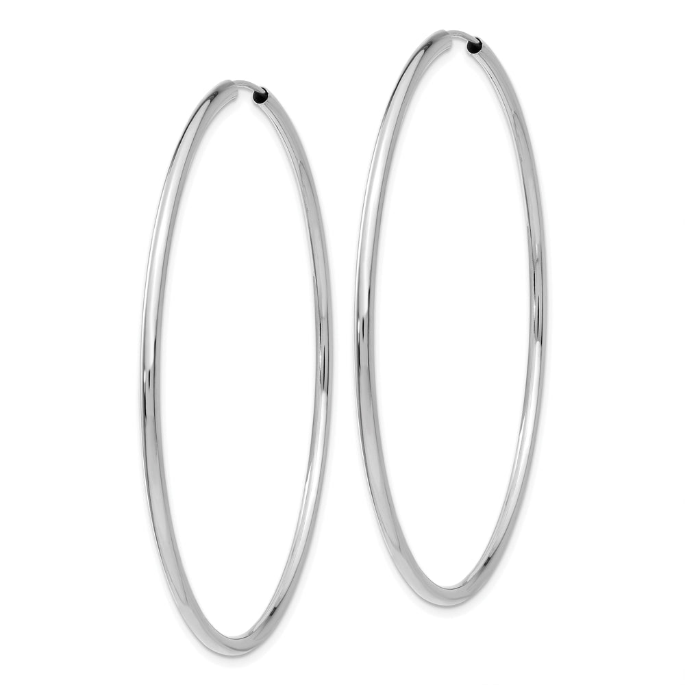 14k White Gold Polished Endless Hoop Earrings 2mm x 60mm