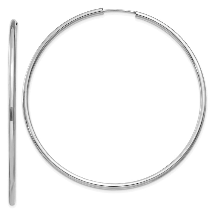 14k White Gold Polished Endless Hoop Earrings 2mm x 60mm