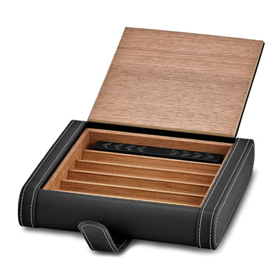 Black PU Leather 5-Cigar Travel Case at $ 107.39 only from Jewelryshopping.com