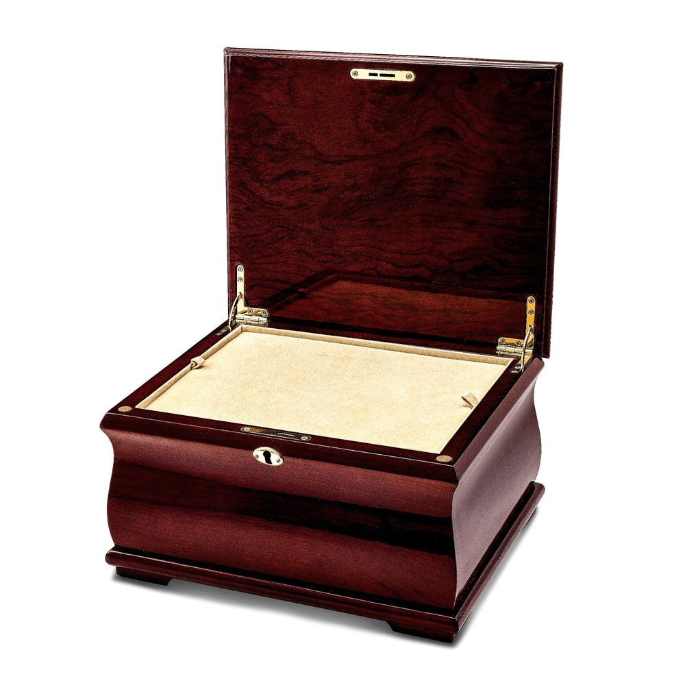 Poplar Veneer High Gloss Finish Velveteen Lining Locking Memorial Keepsake Box