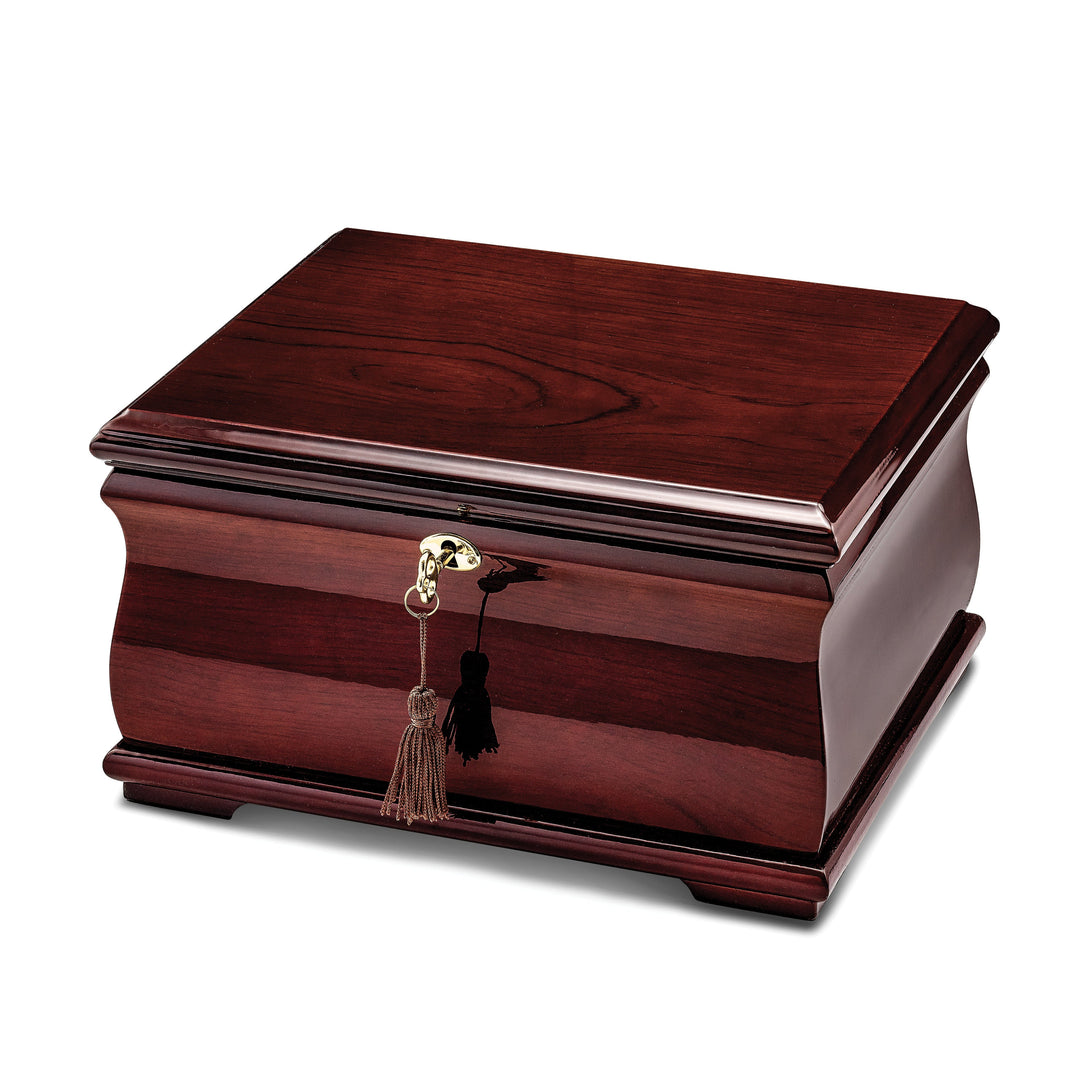 Poplar Veneer High Gloss Finish Velveteen Lining Locking Memorial Keepsake Box